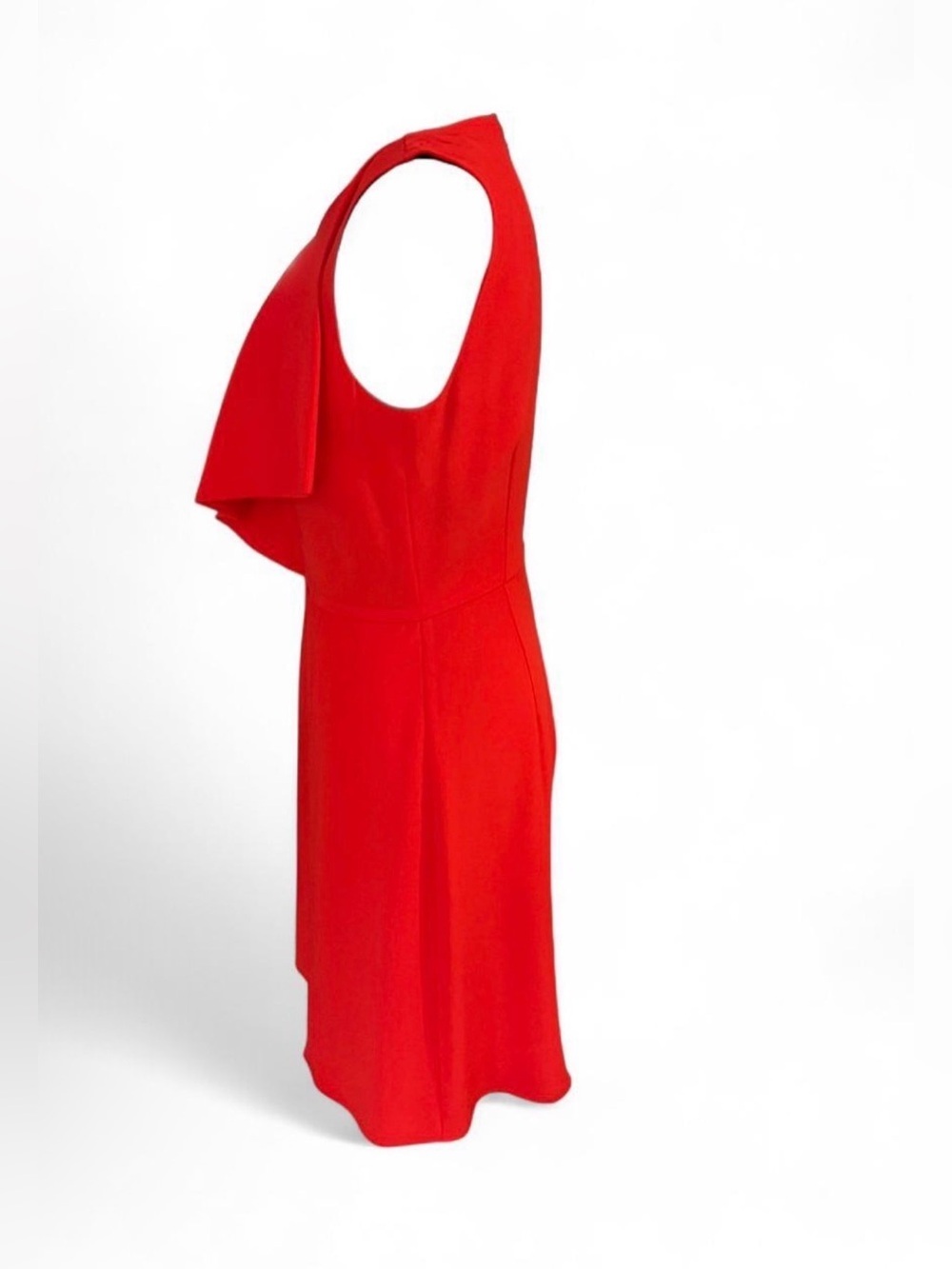 BCBGMAXAZRIA Red Draped Overlay Sheath Dress Size 4 Sleeveless Cocktail Career - Picture 3 of 5